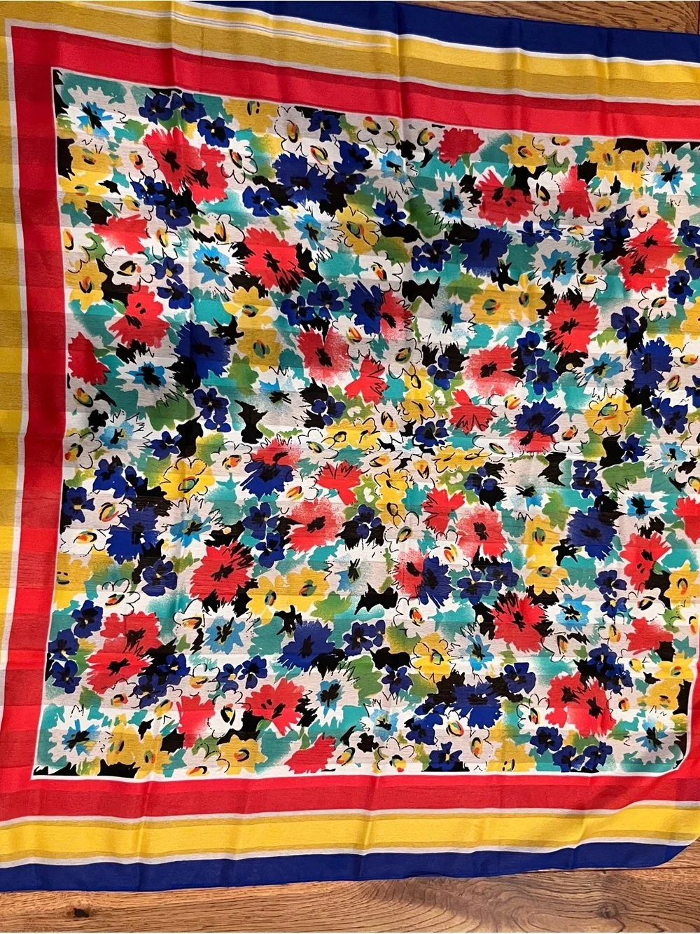 Bright Floral Multicolor Square Scarf